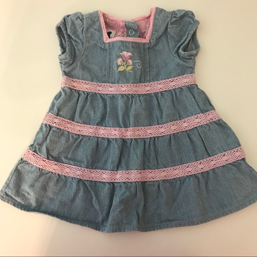Cute Chambray Lace Dress